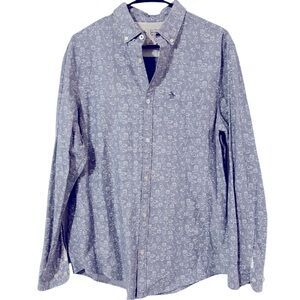Original Penguin Button Down Long Sleeve Shirt‎ Bowling Print Size Medium Blue